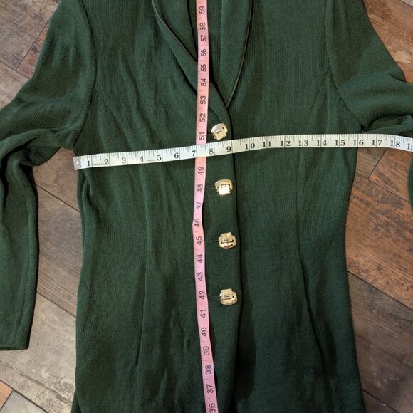 St. John Collection Santana Knit Jacket Blazer Dark Green Gold Buttons Size 4 - Picture 5 of 5